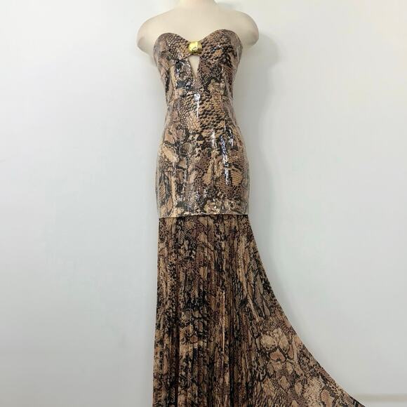 Rebecca Vallance Bellis Strapless Gown Sequin Animal Print Maxi Dress 8 (US4)NWT - Picture 3 of 14